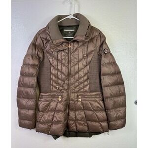 Bernardo Down Jacket Womens L/G 42 Brown Puffer Quilted Primaloft Lightweight